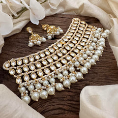 Statement Kundan Necckpiece-Pearl-G13614