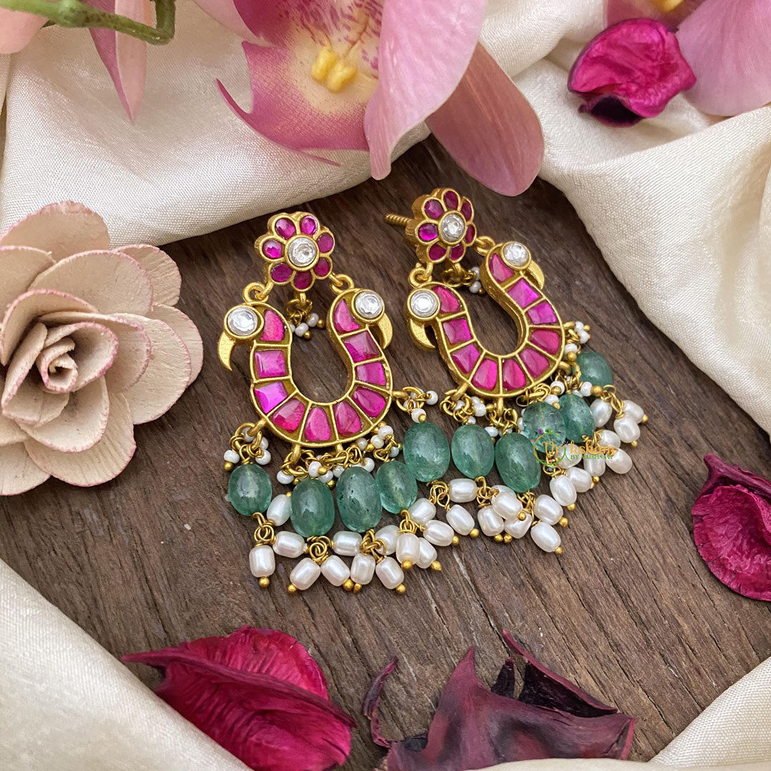 Jadau Kundan Dual Peacock Earrings-J2446