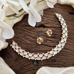 Trendy Rose Gold Moissanite Kundan Neckpiece-G13632