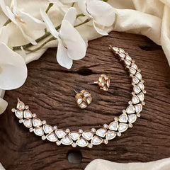 Trendy Rose Gold Moissanite Kundan Neckpiece-G13632