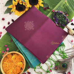 Vriksham Royal Wine With Teal Blue Color Border Pure Soft Silk Saree-VS4860