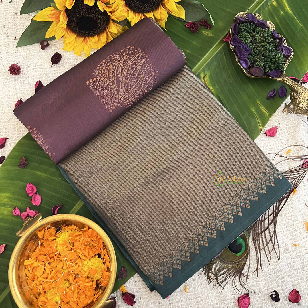 Vriksham Mulberry With Pine Color Border Pure Soft Silk Saree-VS4857