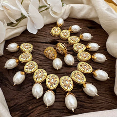 Precious Polki Kundan Neckpiece-Mother of Pearl-G13629