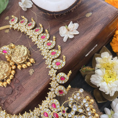 Vriksham Mango Style Kundan Jadau Neckpiece-Red White-Pearl-J3331