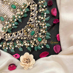 Green Victorian Diamond High Neck Choker-VV265