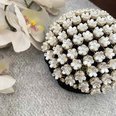 Vriksham Pristine White 3D Floral Hair Bun Cover With Hair Bun Cage Accessory-H1284