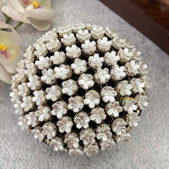 Vriksham Pristine White 3D Floral Hair Bun Cover With Hair Bun Cage Accessory-H1284