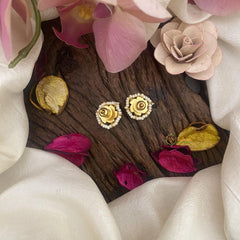 Precious Small Floral Jadau Kundan Studs-J2418