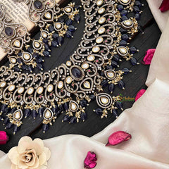 Blue Victorian Diamond High Neck Choker-VV454