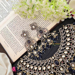 Blue Victorian Diamond High Neck Choker-VV454