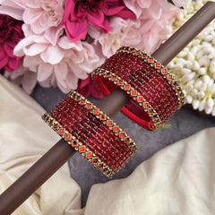 Vriksham Amethyst Royale Red Glass Bangle Set with Crystal Kundan Borders-G19836