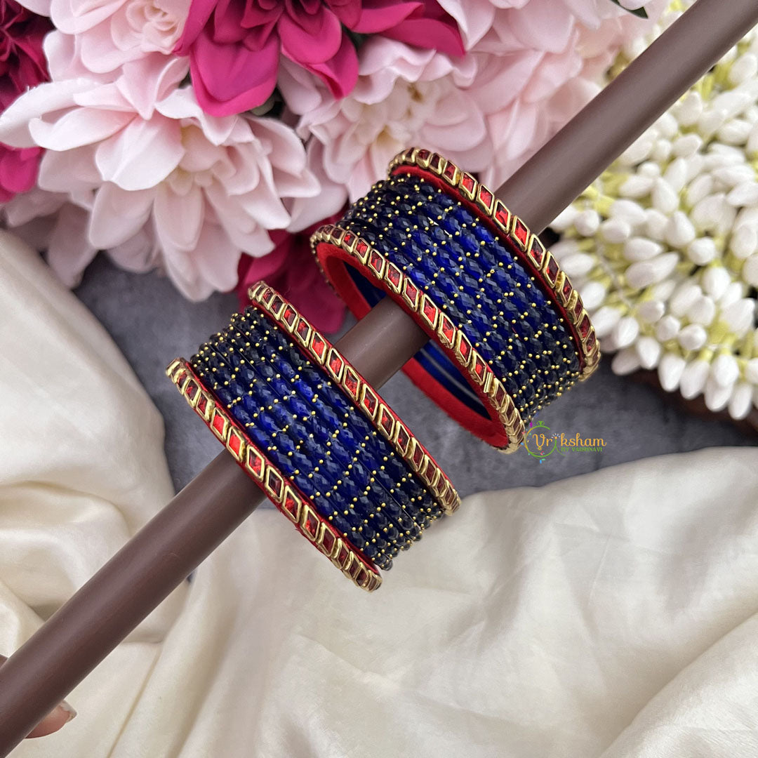 Vriksham Royal Sapphire Blue Bangles with Ruby Red Meenakari Borders-G19840