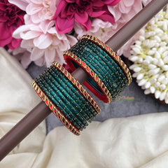 Vriksham Royal Dark Green Bangles with Ruby Red Meenakari Borders-G19842