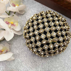 Vriksham Luxury Geometric Stone & Diamond Lattice Style With Hair Bun Cage Accessory-H1290