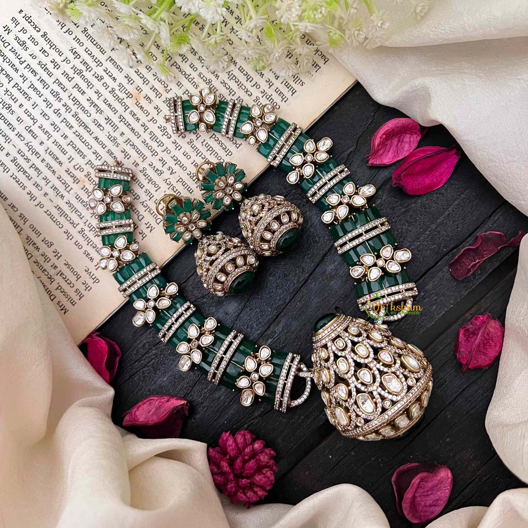 Unique Green Victorian Diamond Hasli -VV1450