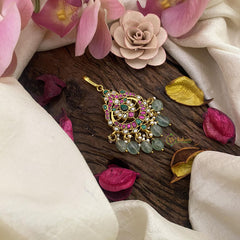 Jadau Kundan Dual Peacock Short Maang Tikka-J2465