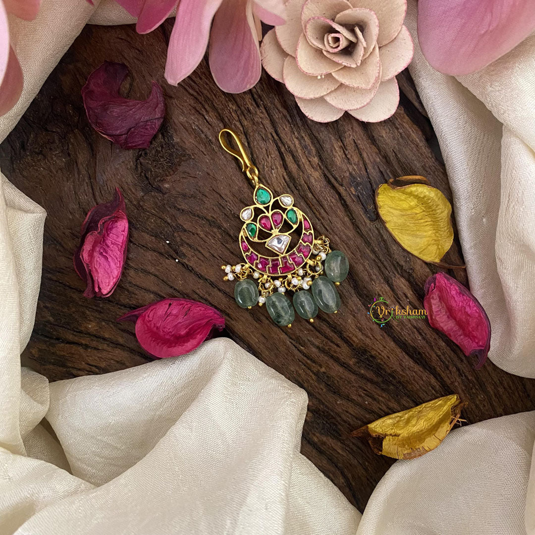 Jadau Kundan Half Moon Short Maang Tikka-J2464