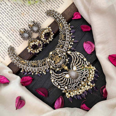 Victorian Diamond Lakshmi Hasli Neckpiece-Purple Bead -VV122