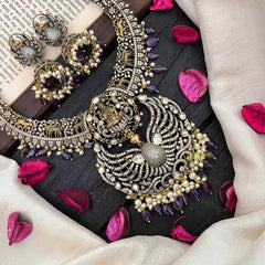 Victorian Diamond Lakshmi Hasli Neckpiece-Purple Bead -VV122