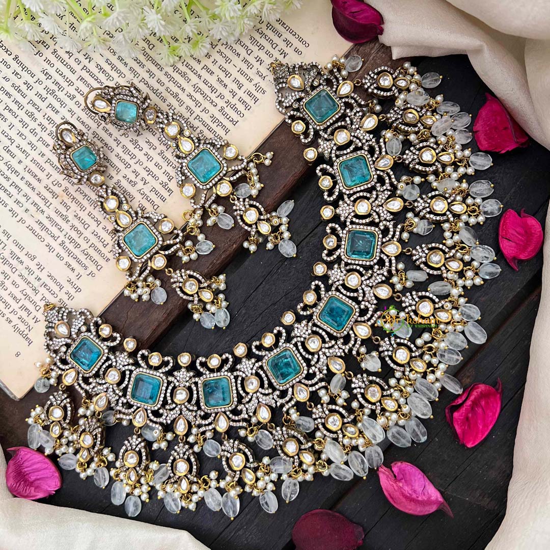 Blue Victorian Diamond Short Neckpeice -VV282