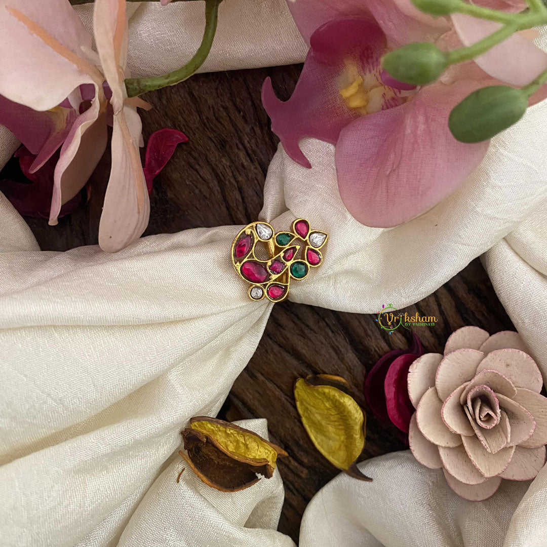 Peacock Jadau Kundan Finger Ring-Green-J2538
