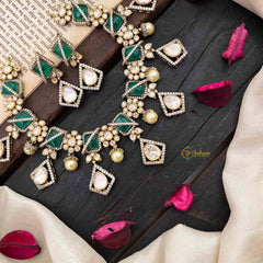 Stylish Floral Green Victorian Diamond Haram-VV1763