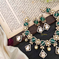 Stylish Floral Green Victorian Diamond Haram-VV1763
