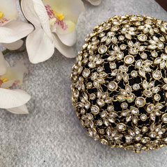 Vriksham Classic Ornate Floral Filigree Hair Bun Cover Style With Hair Bun Cage Accessory-H1296