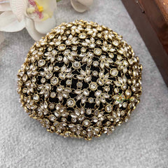 Vriksham Classic Ornate Floral Filigree Hair Bun Cover Style With Hair Bun Cage Accessory-H1296