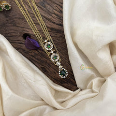 Elegant Green AD Stone Pendant 3 Layer Chain-G14690