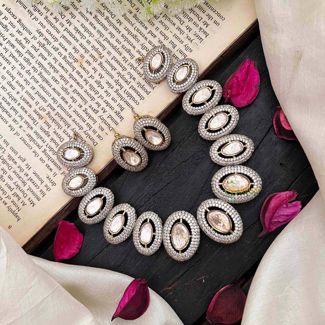 Unique White Victorian Diamond Neckpiece-Oval-VV1794