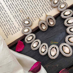 Unique White Victorian Diamond Neckpiece-Oval-VV1794