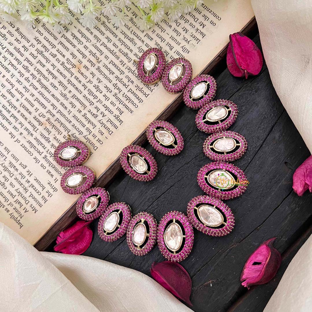 Unique Red Victorian Diamond Neckpiece-Oval-VV1793