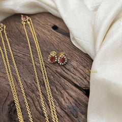 Elegant Red AD Stone Pendant 3 Layer Chain-G14688