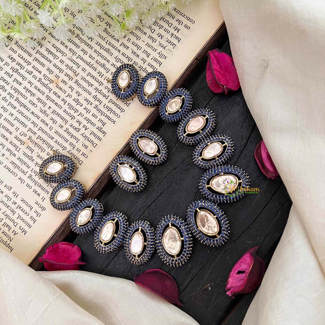 Unique Blue Victorian Diamond Neckpiece-Oval-VV1792