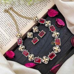 Elegant Red Victorian Diamond Neckpiece-VV1776