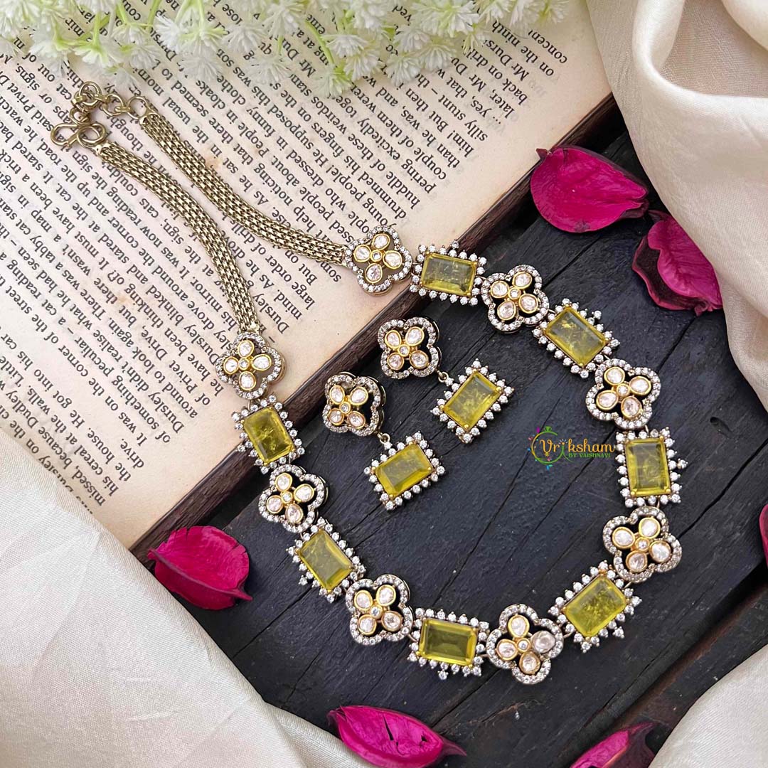 Elegant Yellow Victorian Diamond Neckpiece-VV1775