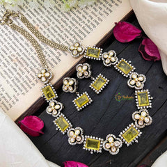 Elegant Yellow Victorian Diamond Neckpiece-VV1775