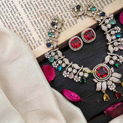 Navrathna Victorian Diamond Neckpiece-VV1780