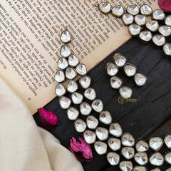 Royal 3 Layer White Victorian Diamond Short Necklace-VV1529