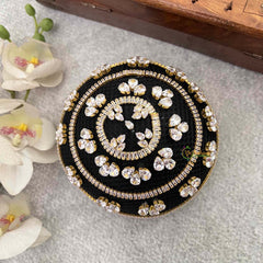 Vriksham Black & Silver Zirconia Minaudière Style With Hair Bun Cage Accessory-H1301