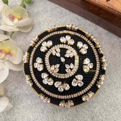 Vriksham Black & Silver Zirconia Minaudière Style With Hair Bun Cage Accessory-H1301