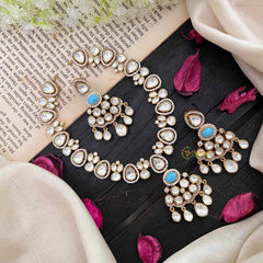 Simple Victorian Diamond Short Necklace-Sky Blue-VV1503