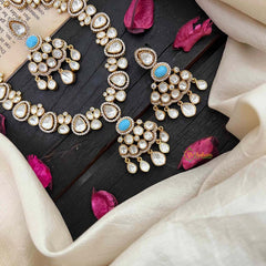 Simple Victorian Diamond Short Necklace-Sky Blue-VV1503