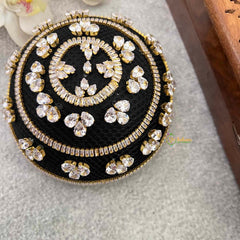 Vriksham Black & Silver Zirconia Minaudière Style With Hair Bun Cage Accessory-H1301