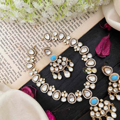 Simple Victorian Diamond Short Necklace-Sky Blue-VV1503