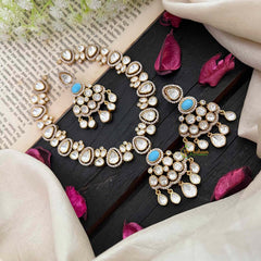 Simple Victorian Diamond Short Necklace-Sky Blue-VV1503