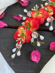 Red Yellow Floral Veni with Crystals- Hair Accessory-H140