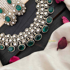 Vriksham Royal Green Polki Bridal With AD Stone Choker Neckpiece-G20521