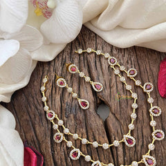 Elegant 2 Layer Red AD Stone Short Neckpiece-Tear drop-G12833